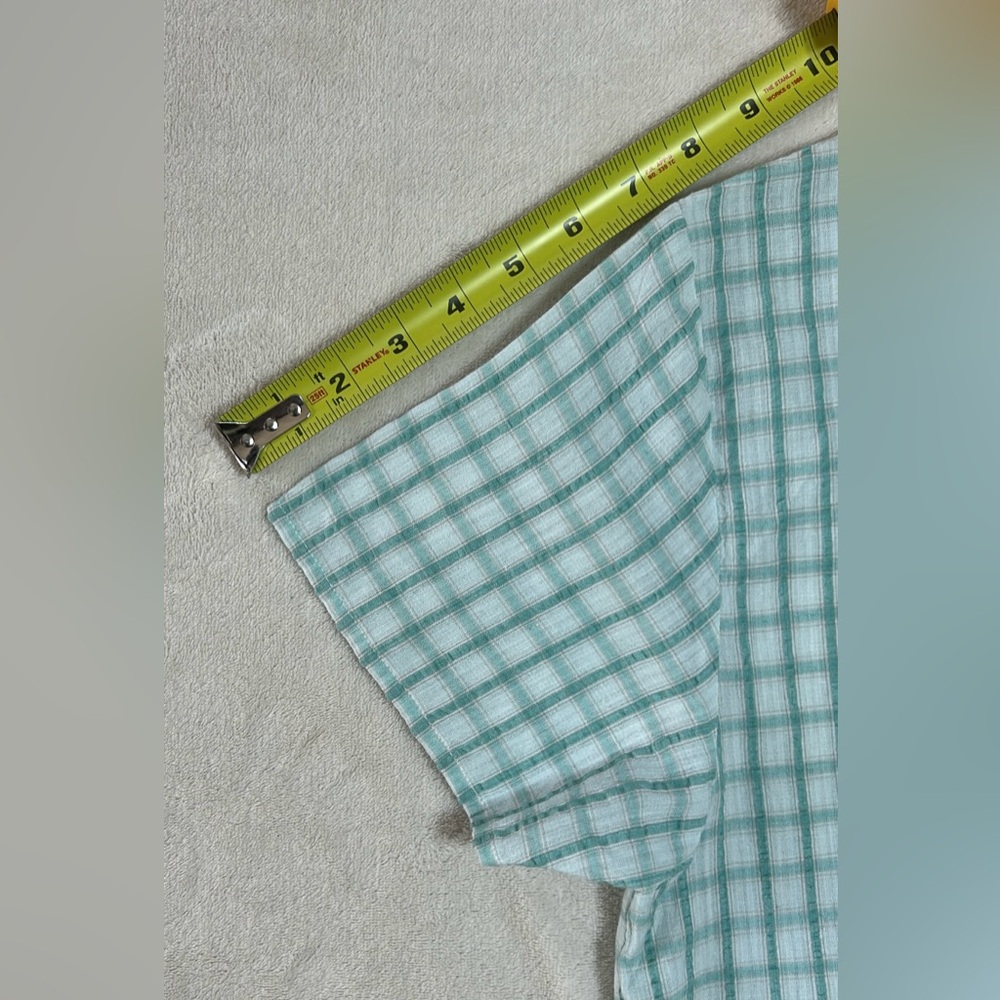 Nautica Shirt Plaid Medium Women’s Green/White Cotton Short Sleeve - Picture 8 of 9